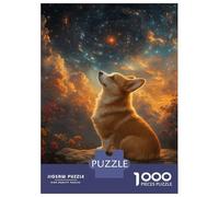 Puzzle De 1000 Pièces pour Adultes Corgi Gazing at The Cosmos Puzzle pour Adultes Jeu Familial Découpe De Précision Activités Amusantes À La Maison 70x50cm/1000pcs
