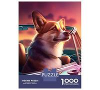 Puzzle De 1000 Pièces pour Adultes Corgi Sunset Lowrider Car Puzzles pour Adultes - Améliorez Votre Mémoire - Activités Ludiques À Faire À La Maison - Idéal comme Cadeau 52x38cm/1000pcs