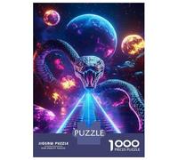 Puzzle De 1000 Pièces pour Adultes Cosmic Serpent Snake Space Planets Puzzle pour Adultes Jeux Relaxants Améliorent La Mémoire Jeu Stimulant Cadeaux 52x38cm/1000pcs