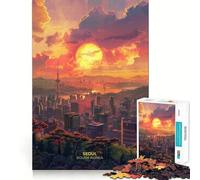 Puzzle de 1000 pièces pour Adultes Coucher de Soleil à Séoul Corée du Sud Idéal pour stimuler la mémoire Passer Un Moment agréable et Assembler Un Motif représentant la liste de souhaits du Père Noël