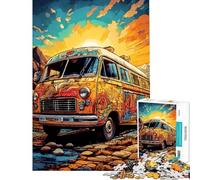 Puzzle de 1000 pièces pour Adultes Coucher de Soleil psychédélique en camionnette » Jeu d'analyse et de logique Complexe et Stimulant (38x26cm)
