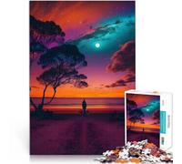Puzzle de 1000 pièces pour Adultes Coucher de Soleil sur la Plage Jeu éducatif Défi Jouet Convient aux Couples 50x70cm
