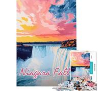 Puzzle de 1000 pièces pour Adultes Coucher de Soleil sur Les Chutes du Niagara Activités Amusantes à la Maison Jeu de réflexion pour Passer Le Temps Pendant Les Vacances Convient aux Personnes