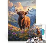 Puzzle de 1000 pièces pour Adultes Coucher de Soleil sur Les Vaches des Highlands Impossible Œuvre d'art 38x26cm