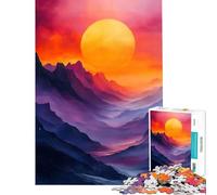 Puzzle de 1000 pièces pour Adultes Coucher de Soleil sur Une chaîne de Montagnes Art numérique Jeu éducatif Cadeau d'anniversaire idéal Dimensions 38x52cm