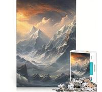Puzzle de 1000 pièces pour Adultes Coucher de Soleil sur Une Montagne pluvieuse Jeu éducatif Analyse et logique défi Unique 50x75cm