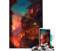 Puzzle de 1000 pièces pour Adultes Coucher de Soleil sur Une Ville Fantastique Activités Amusantes à la Maison Jeu éducatif pour améliorer la mémoire Convient aux 14 Ans et Plus (38x26cm)