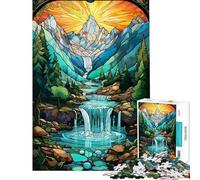 Puzzle de 1000 pièces pour Adultes Coucher de Soleil surréaliste et Cascade Jeux relaxants Amusants et Humoristiques pour s'amuser à la Maison (38x26cm)