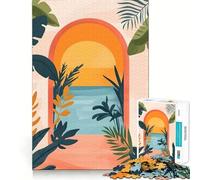 Puzzle de 1000 pièces pour Adultes, Coucher de Soleil Tropical, Arche, décoration soignée, Jeu d'exercice Mental, Moment de détente et de Divertissement, pour Noël (50x75cm)