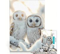 Puzzle de 1000 pièces pour Adultes Couple de Chouettes harfangs des neiges Jeu de réflexion découpe de précision Collection d'artistes Beaux-Arts 38x26cm