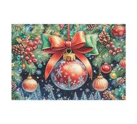 Puzzle De 1000 Pièces pour Adultes Couronne de Noël Nœud Cadeaux 75x50cm Activité Team Building pour Collègues De Bureau Jeu De Groupe Amusant Améliore La Collaboration
