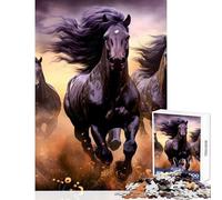 Puzzle de 1000 pièces pour Adultes Course de Trois Chevaux Jeu Anti-Stress Cadeau d'anniversaire Jeu en Famille Collection d'artistes Beaux-Arts Dimensions 50x75cm