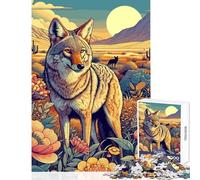Puzzle de 1000 pièces pour Adultes Coyote dans Le désert Jeu de réflexion Amusant pour Toute la Famille Décoration intérieure pour Noël ou Un Anniversaire (52x38cm)