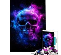 Puzzle de 1000 pièces pour Adultes Crâne Cosmique avec Fond de nébuleuse Activités Amusantes à la Maison Jeu de Construction Difficile Convient aux Personnes de 14 Ans et Plus (38x52cm)