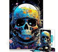 Puzzle de 1000 pièces pour Adultes Crâne d'astronaute dans l'espace Décoration soignée Jeu Amusant et divertissant pour Un Anniversaire ou Un Loisir (38x52cm)
