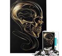 Puzzle de 1000 pièces pour Adultes Crâne d'or de l'éternité défi intellectuel Jeu addictif et Relaxant Cadeau éducatif d'anniversaire (38x26cm)