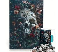 Puzzle de 1000 pièces pour Adultes crâne recouvert de Terre et de Fleurs Jeu Manuel activités Amusantes à la Maison idéal comme Cadeau pour Toute la Famille 50x75cm