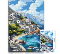 Puzzle de 1000 pièces pour Adultes, Crète, Grèce, Pixel Art, Ambiance relaxante et apaisante, Assemblage sans Couture, Haute précision, Dimensions:38x26cm