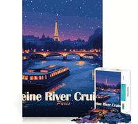 Puzzle de 1000 pièces pour Adultes Croisières sur la Seine Paris Nocturne Jeu de logique et d'ajustement Parfait Idée Cadeau d'anniversaire Amusante (50x75cm)