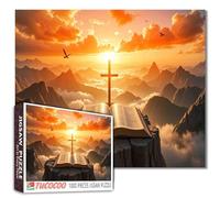Puzzle de 1000 pièces pour adultes - Croix du Christ - Puzzle de paysage de coucher de soleil - Puzzle de 1 000 pièces pour soirée de jeu, christianisme, sainte Bible, décoration murale à faire
