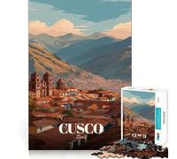 Puzzle de 1000 pièces pour adultes,Cusco,Pérou,affiche de voyage,découpe parfaite,jeu de concentration amusant,cadeau pour un moment de détente et de détente,cadeau d'anniversaire ou de loisir 38x52cm
