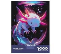 Puzzle De 1000 Pièces pour Adultes Cute Axolotl in Neon Lights - Gfp Axolotl Puzzle Adulte, Jouet, Décoration Murale, Difficile, Cadeau d'anniversaire, Cadeaux, 70x50cm/1000pcs