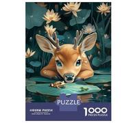 Puzzle De 1000 Pièces pour Adultes Cute Deer and Frogs in Pond Puzzle Adulte, Jouet, Décoration Murale, Difficile, Cadeau d'anniversaire, Cadeaux, 52x38cm/1000pcs