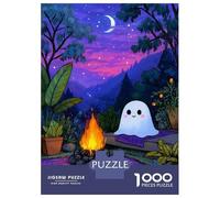 Puzzle De 1000 Pièces pour Adultes Cute Ghost Campfire Night Scene Puzzles pour Adolescents Jeu Manuel Défi Difficile Cadeau d'anniversaire, Cadeaux, 52x38cm/1000pcs