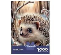 Puzzle De 1000 Pièces pour Adultes Cute Hedgehog in Winter Scene Puzzles pour Adultes - Décoration Murale pour Les Amateurs De Jeux Vidéo 52x38cm/1000pcs