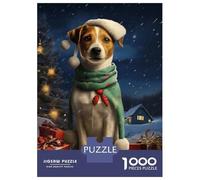 Puzzle De 1000 Pièces pour Adultes Cute Jack Russell Xmas Adolescents Puzzles Anti-Stress Jeux Difficiles Défi Activités Amusantes À La Maison 38x26cm/1000pcs