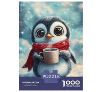 Puzzle De 1000 Pièces pour Adultes Cute Penguin with Coffee-3 Puzzles pour Adolescents Jeu Manuel Défi Difficile Cadeau d'anniversaire, Cadeaux, 52x38cm/1000pcs