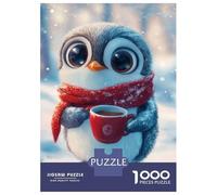 Puzzle De 1000 Pièces pour Adultes Cute Penguin with Coffee-4 Puzzles pour Adolescents Jeu Manuel Défi Difficile Cadeau d'anniversaire, Cadeaux, 70x50cm/1000pcs