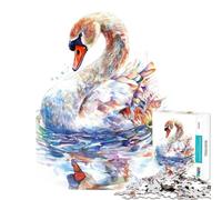Puzzle de 1000 pièces pour Adultes Cygne Aquarelle Jeu intellectuel Jeu Impossible Apprentissage Cadeau éducatif de Père Noël Secret (Taille 38x26cm)