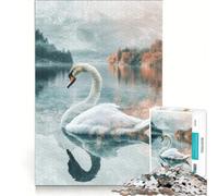 Puzzle de 1000 pièces pour Adultes Cygne sur Un lac Tranquille Jeu éducatif Difficile et Stimulant Liste de souhaits avec Le Père Noël 38x26cm