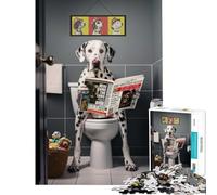 Puzzle de 1000 pièces pour Adultes Dalmatien sur Les Toilettes Défi intellectuel Jeu addictif Jeu Familial Niveau de difficulté Difficile Idée Cadeau pour Un Père Noël Secret (Dimensions 75x50cm)
