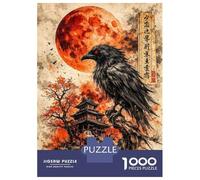 Puzzle De 1000 Pièces pour Adultes Dark Raven Over Japanese Castle Puzzle pour Adolescents : Améliore La Mémoire. Chaque Pièce Est Unique - Jouet Éducatif 52x38cm/1000pcs