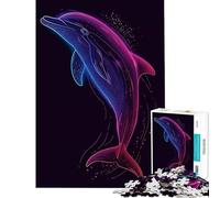 Puzzle de 1000 pièces pour Adultes Dauphin néon Jeu de réflexion Animalier Jouet éducatif Cadeau d'anniversaire Analyse et logique (Dimensions 75x50cm)