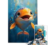 Puzzle de 1000 pièces pour Adultes Dauphin Souriant Jeu éducatif et Anti-Stress Stimulant à réaliser à partir de 14 Ans (50x75cm)
