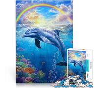 Puzzle de 1000 pièces pour Adultes Dauphin sous l'arc-en-Ciel Jouets éducatifs d'apprentissage Idées Cadeaux 38x26cm