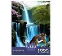 Puzzle De 1000 Pièces pour Adultes Deer Drinking Water Near Waterfall Puzzles pour Adultes - Décoration Murale - Stimule La Mémoire - Cadeaux Uniques pour Anniversaires Et Noël 38x26cm/1000pcs