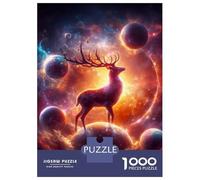 Puzzle De 1000 Pièces pour Adultes Deer on Top of The World Puzzle Jouet Décoration Murale Une Œuvre d'art Cadeaux Uniques pour Anniversaire Et Noël 70x50cm/1000pcs