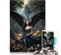 Puzzle de 1000 pièces pour Adultes Déesse Ange Noir Fait de Bois，Convient aux 14 Ans et Plus Jouets Cadeaux pour la Famille Cadeau d'œuvre d'art。Taille：50x75cm/19.6x29.5pouce