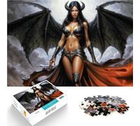 Puzzle de 1000 pièces pour Adultes “Déesse Ange Noir” Fait de Papier，pour Les 14 Ans et Plus Jeu Stimulant Excellent Cadeau pour Les Jeux。Taille：26x38cm/10.24x14.96pouce