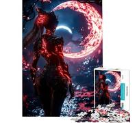 Puzzle de 1000 pièces pour adultes Démone ardente sous la lune pourpre activités amusantes à la maison jeu de réflexion pour passer le temps pendant les vacances adapté aux personnes de 14 ans et plus