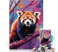 Puzzle de 1000 pièces pour Adultes Dessin coloré de Panda Roux Réduction du Stress intéressante Idées Cadeaux 52x38cm