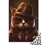 Puzzle De 1000 Pièces pour Adultes, Detective Cat, 52x38cm/1000pcs, Pièces Blanches pour Un Tri Pratique; Projet De Table À Partager