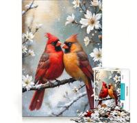 Puzzle de 1000 pièces pour Adultes Deux Cardinaux perchés Jeu éducatif défi Difficile renforce Les Liens d'amour Entre Les Couples 38x26cm