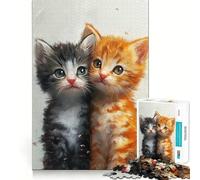 Puzzle de 1000 pièces pour Adultes Deux Chatons Mignons Jeu de logique et d'assemblage précis Jouet Amusant Jeu Gratuit Cadeau d'anniversaire (38x52cm)