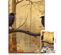 Puzzle de 1000 pièces pour Adultes - Deux Corbeaux Noirs - Apaisant et Relaxant - Jeu de précision - Dimensions:38x52cm