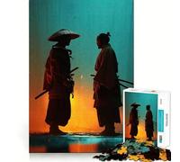 Puzzle de 1000 pièces pour Adultes Deux Guerriers samouraïs Face à Face Décoration soignée, Jeu d'esprit et de détente, pour Noël (50x75cm)